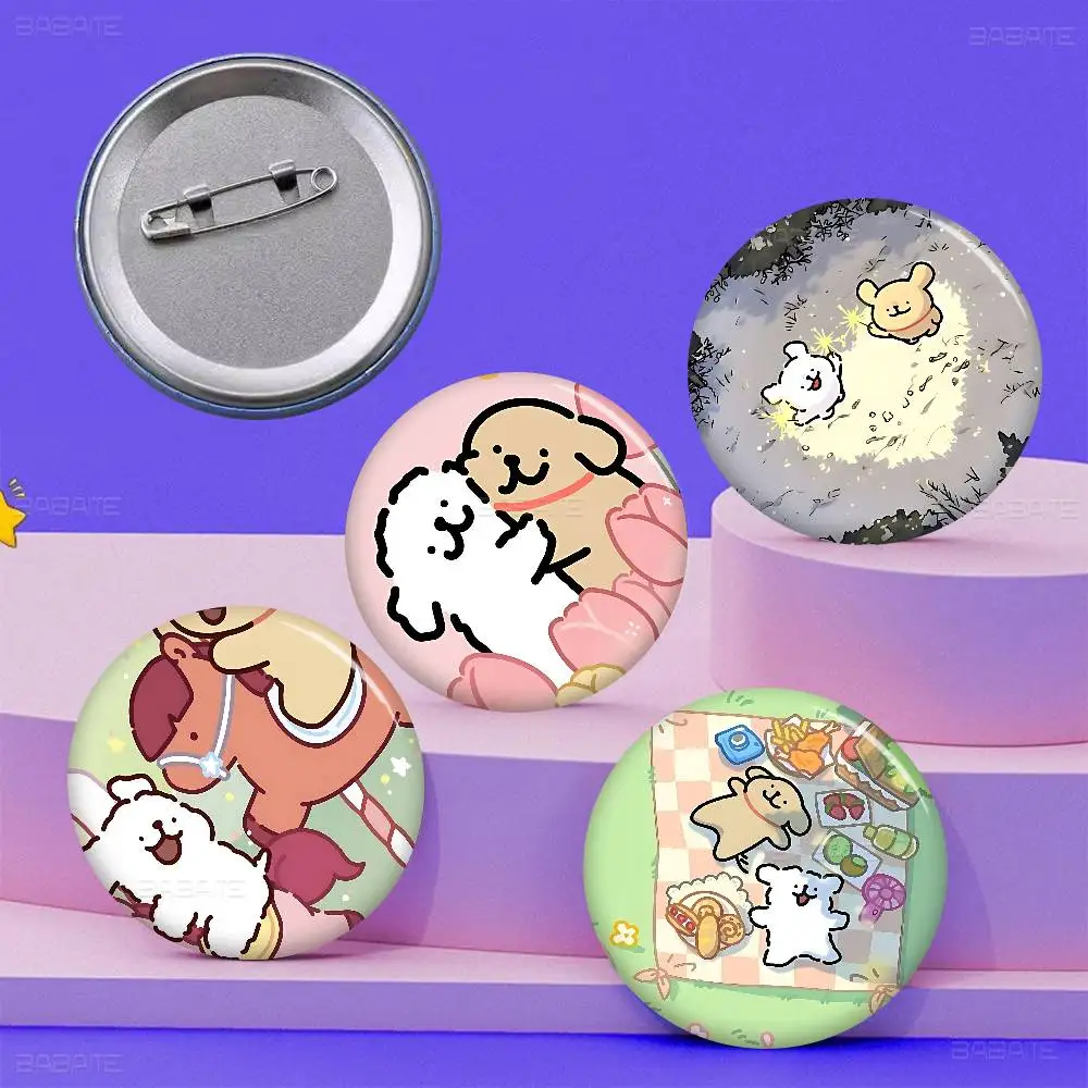Cute Cartoon Line Dog 32/44/58MM Customizable Button Pins Cute Funny Creative Badge Jewelry Decor Gifts for Friends