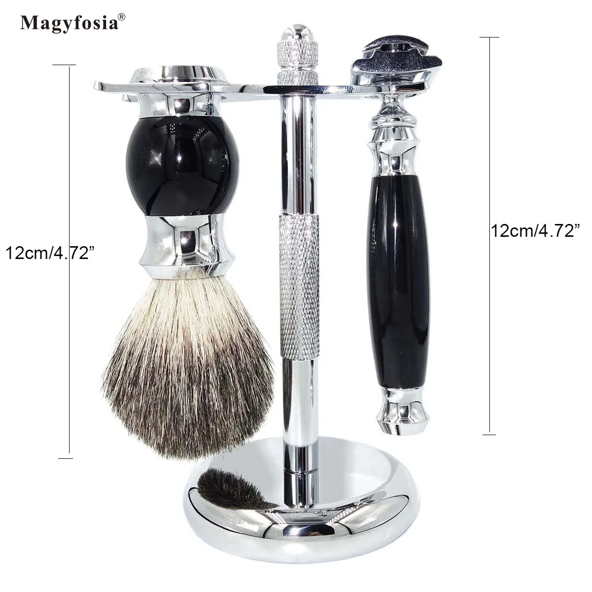 Magyfosia Deluxe Shaving Kit with Badger Hair Beard Brush,Double Edge Razor And Shaving Stand for Father's Day Perfect Gift