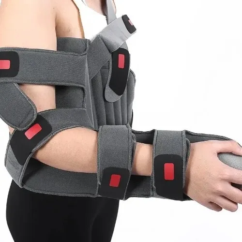 

Настраиваемый фиксатор плеча с креплением на плечевой кости и ремнем для вытяжения плеча