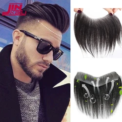 JINKAILI Synthetic Forehead Hairline Toupees Men's Straight V Style Hair Piece Hair Extension Natural Black Hair Bangs Hairpiece