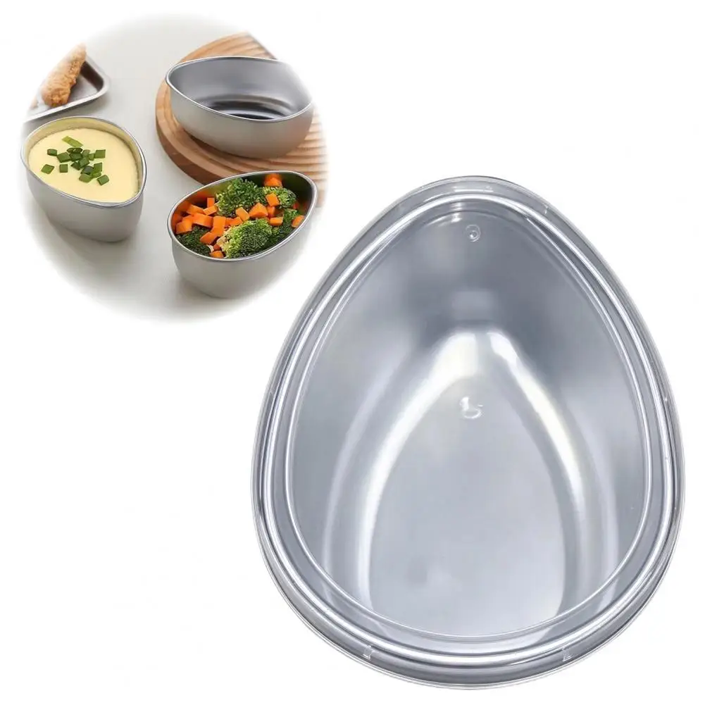 Stainless Steel Steaming Bowl Small Stewing Pots Stainless Steel Egg Steaming Bowl with Lid Heat Resistant Water Drop Shape