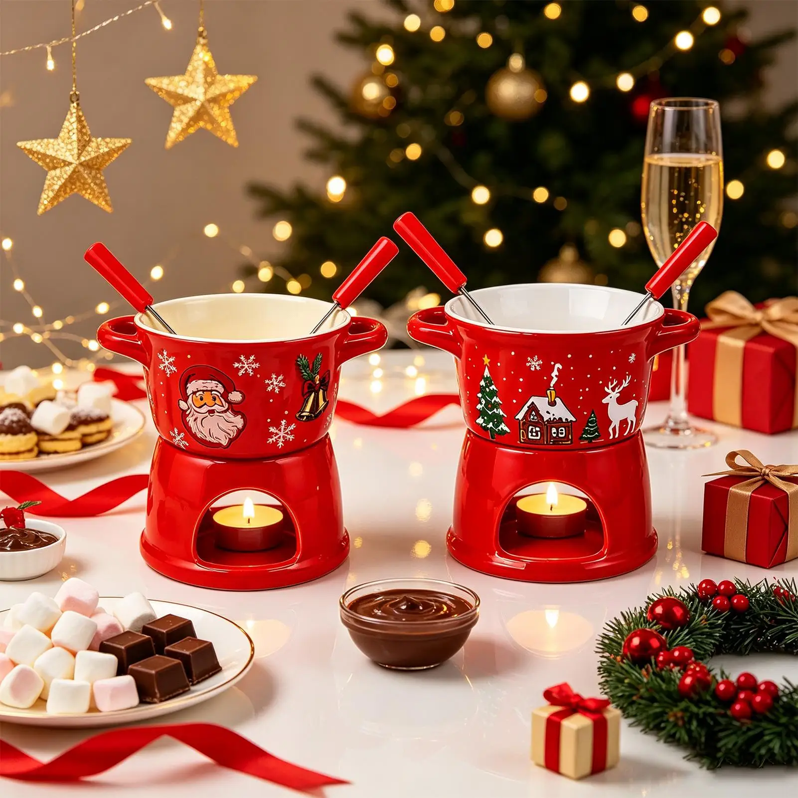 Chocolate Fondue Mug 300ml Ceramic Personal Dipping Melting Pot Chocolate Fondue Pot For Cheese Butter Candy Tea Cold Weather