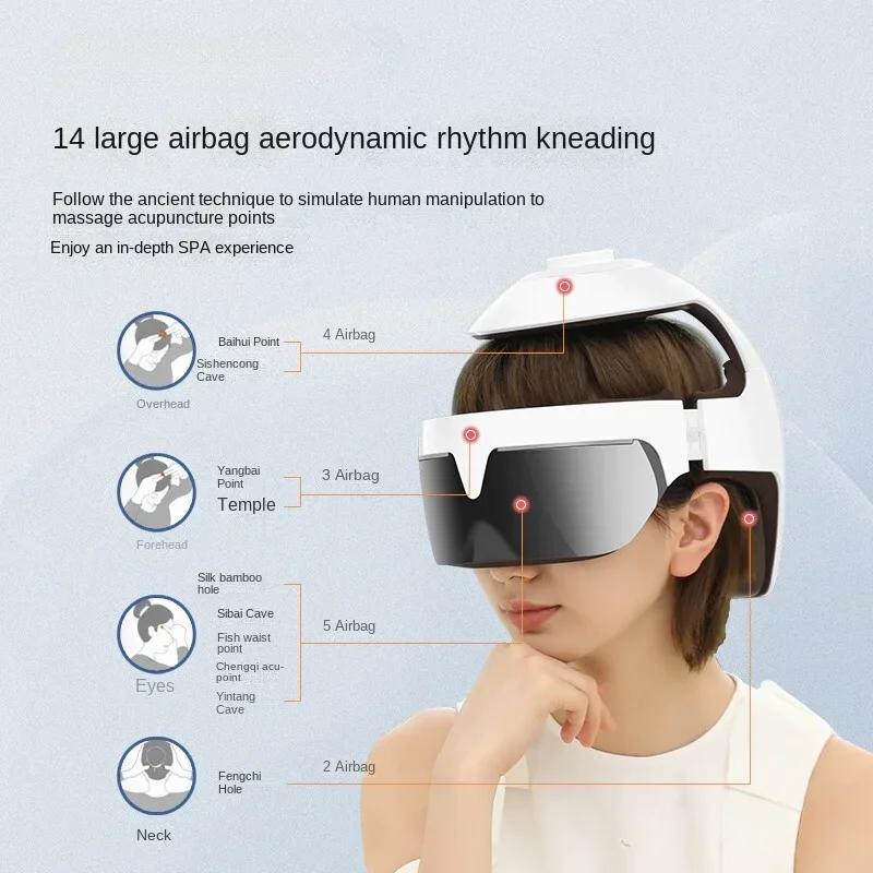 

H2 Smart Head Eye Neck Airbag Hot Compress Scalp Rhythm Kneading Massage New Custom Mode APP Intelligent Control