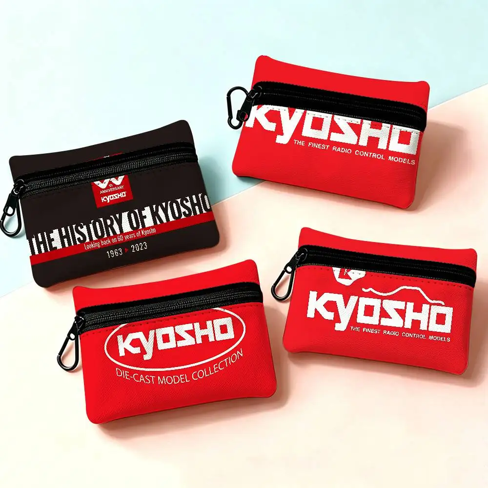 Kyosho Japan RC Logo Compact Oxford Cloth Zipper Pouch Detachable Carabiner Mini Coin & Key Wallet