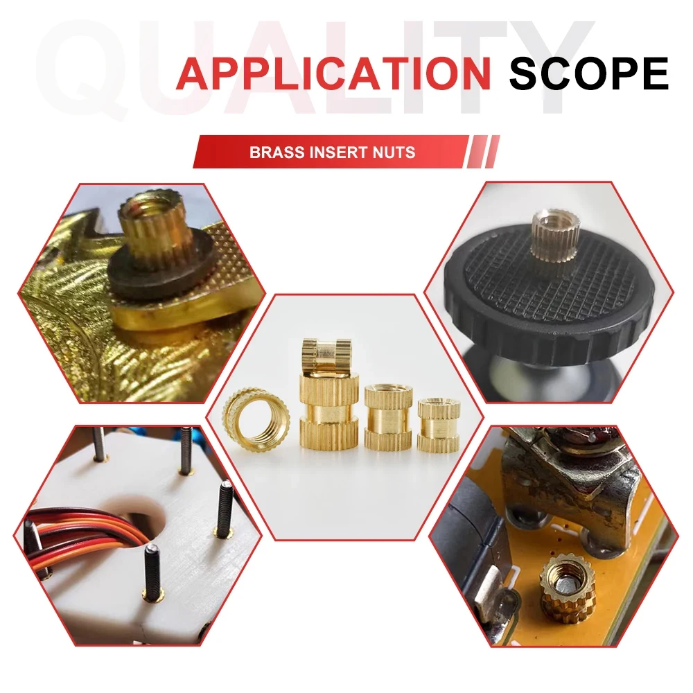 M2 150-350pcs Thread Injection Nut Brass Heat Insert Nut Hot Melt Knurled Insertnut Threaded Inserts for 3d Printing Accessories