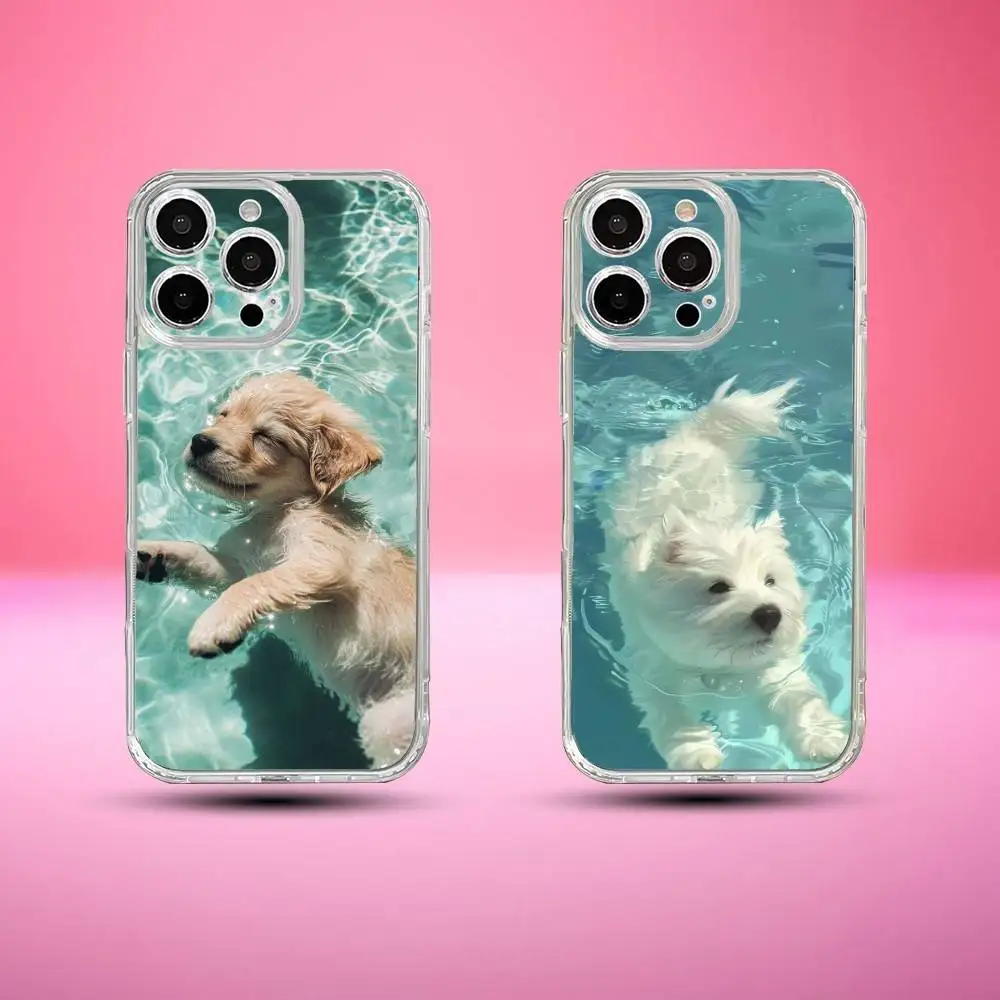 

Swimming Animal Phone Case For iPhone17,16,15,14,13,12,11 Plus,Pro Max Soft Transparent Cover