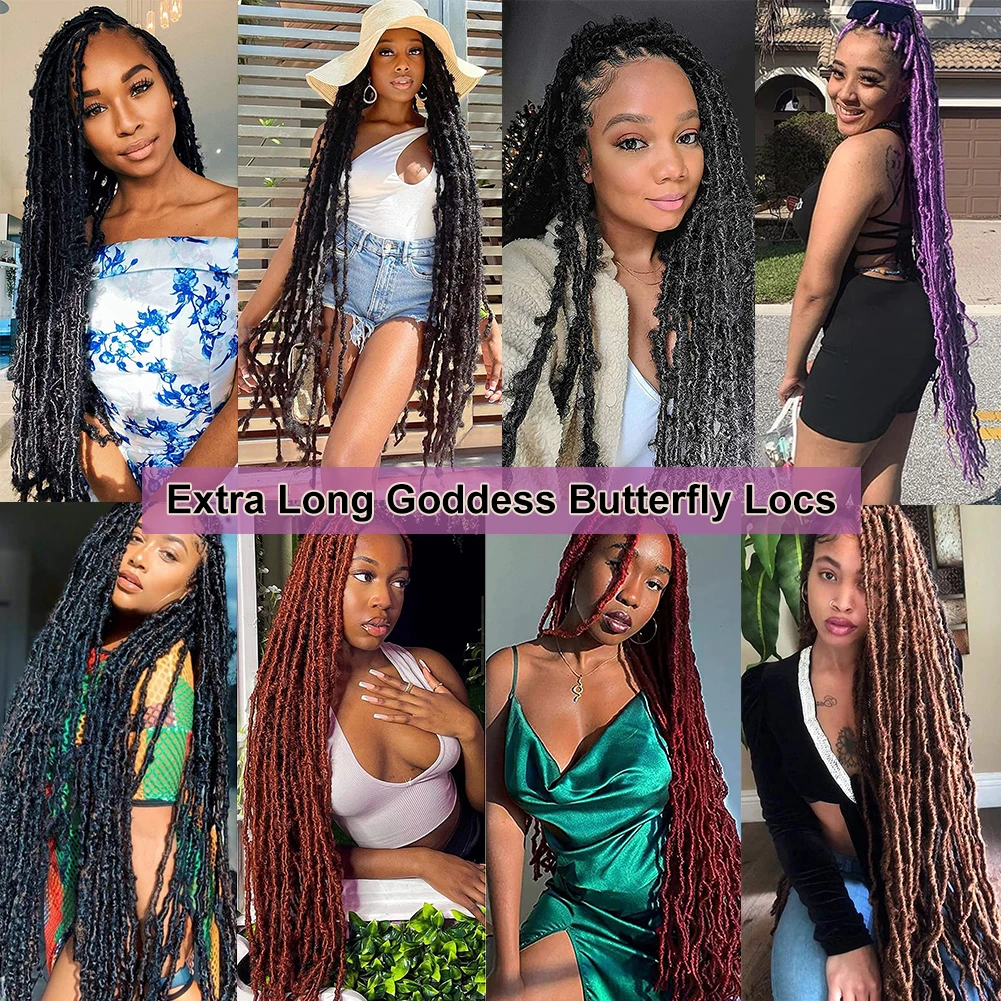 Farfalla Locs Crochet Hair 36 pollici Distressed Faux Locs Crochet trecce 350 Ginger Brown sintetico Soft Locs Butterfly Locks