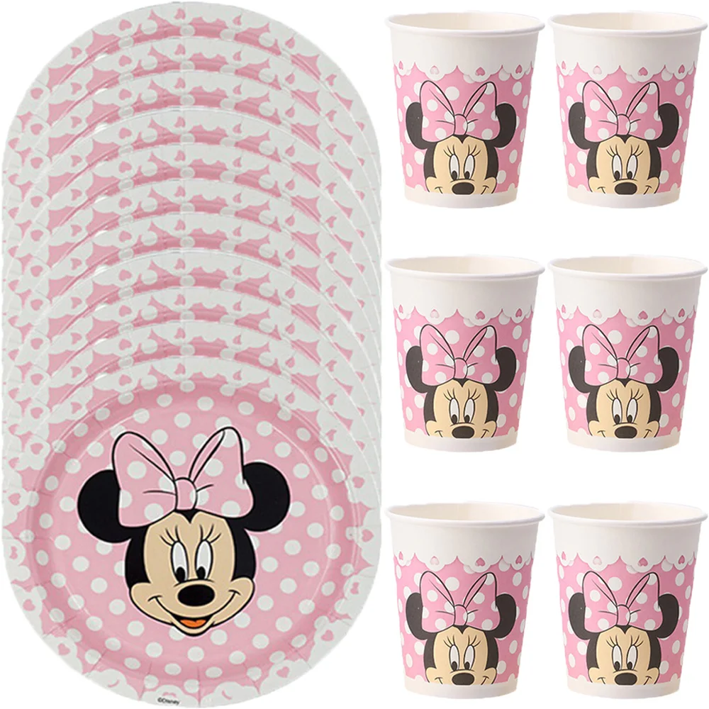 

Minnie Mouse Birthday Party Decoration Girls Disposable Tableware Napkin Cups Plates Tablecloth Kid Baby Shower Party Decor Set