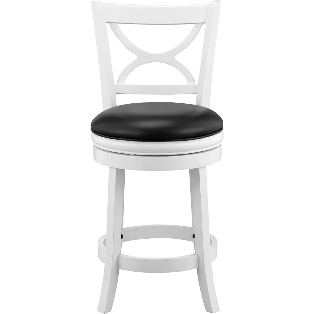 Taburete de altura de mostrador giratorio, asiento de 24 pulgadas, blanco, juego de 1