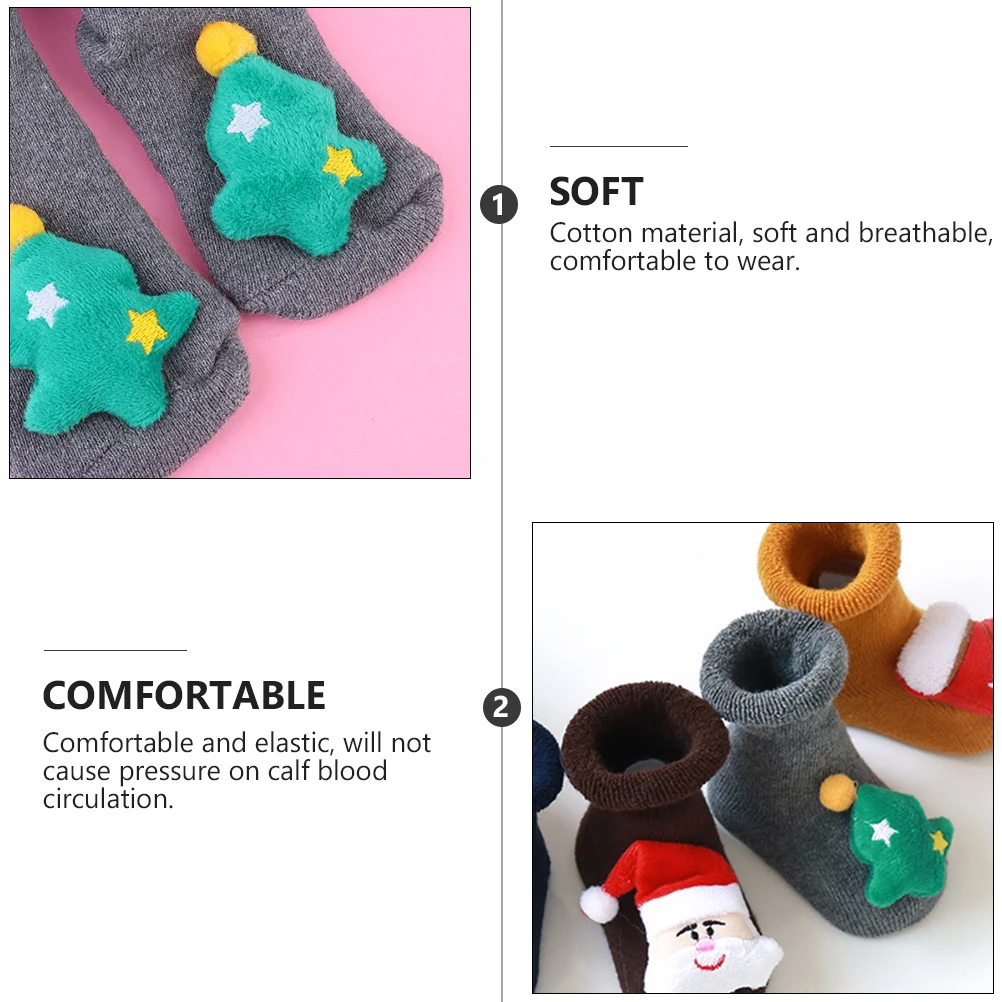 

Boys Socks Christmas Infant Adorable Elastic Breathable Toddler Grey Cotton Baby