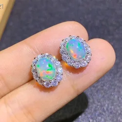 Simple 925 Silver natural Opal earring for Daily Wear 100% Natural Opal Ring Sterling Silver Gemstone Jewelry