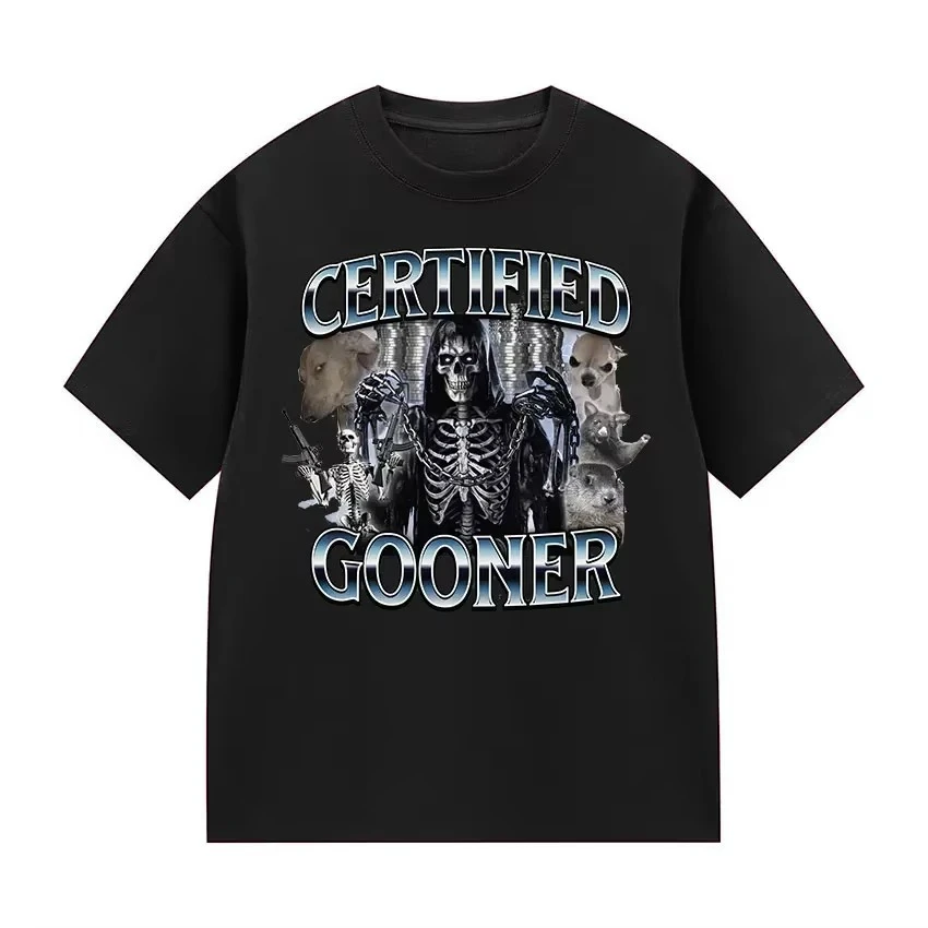 

Funny Certified Gooner Screaming Possum Meme T Shirts Men Vintage Fashion T-shirt Unisex Cotton Autumn and winter innerwear