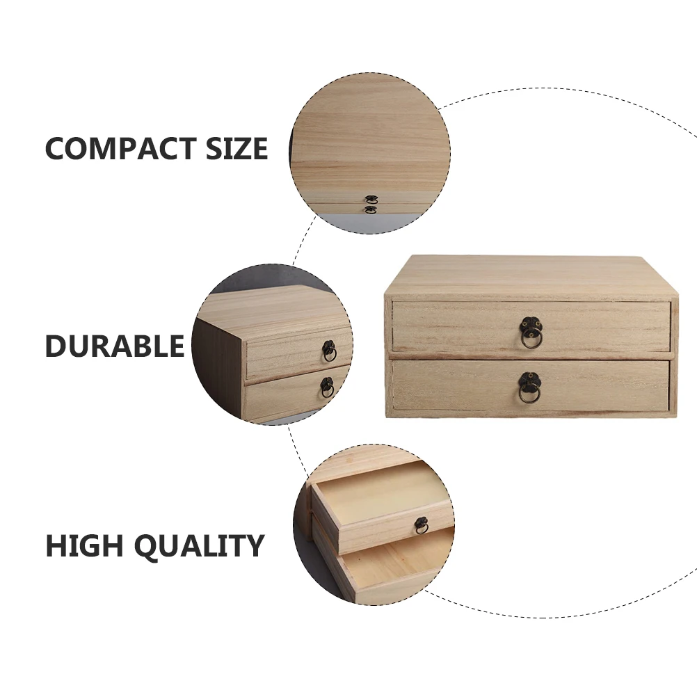 

1Pcs Wooden Sundries Storage Box Multi-Layer Dual-Layer Drawer Organizer Desktop Storage Container for Cosmetics