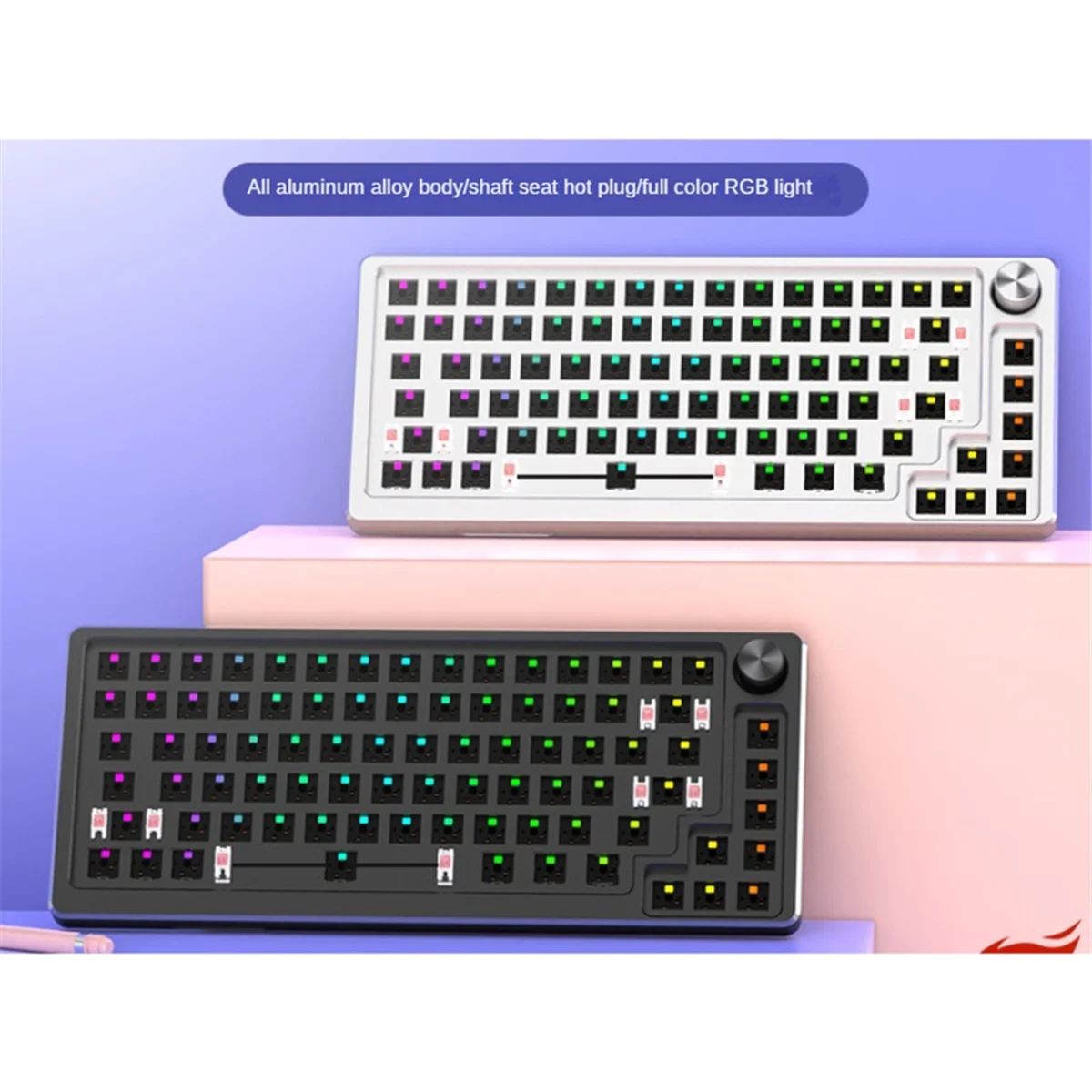 ATP-83 teclas kit de teclado mecânico de alumínio com fio rgb hot swap teclados de jogos multifuncionais de metal personalizados, prata