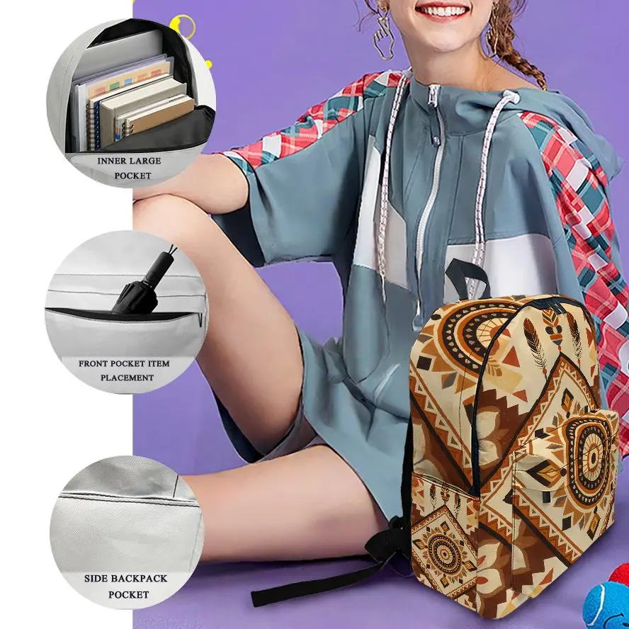 

1pc Bohemian print Backpack, Fashionable and Simple, Unisex, Large Capacity, High-Quality Gift