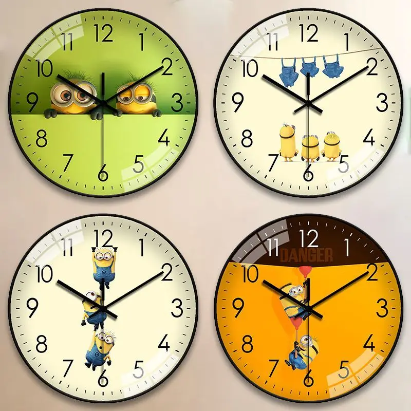 

Minions cartoon cute wall clock kawaii for boys and girls bedroom and living room silent clock anime decor gift wholesale