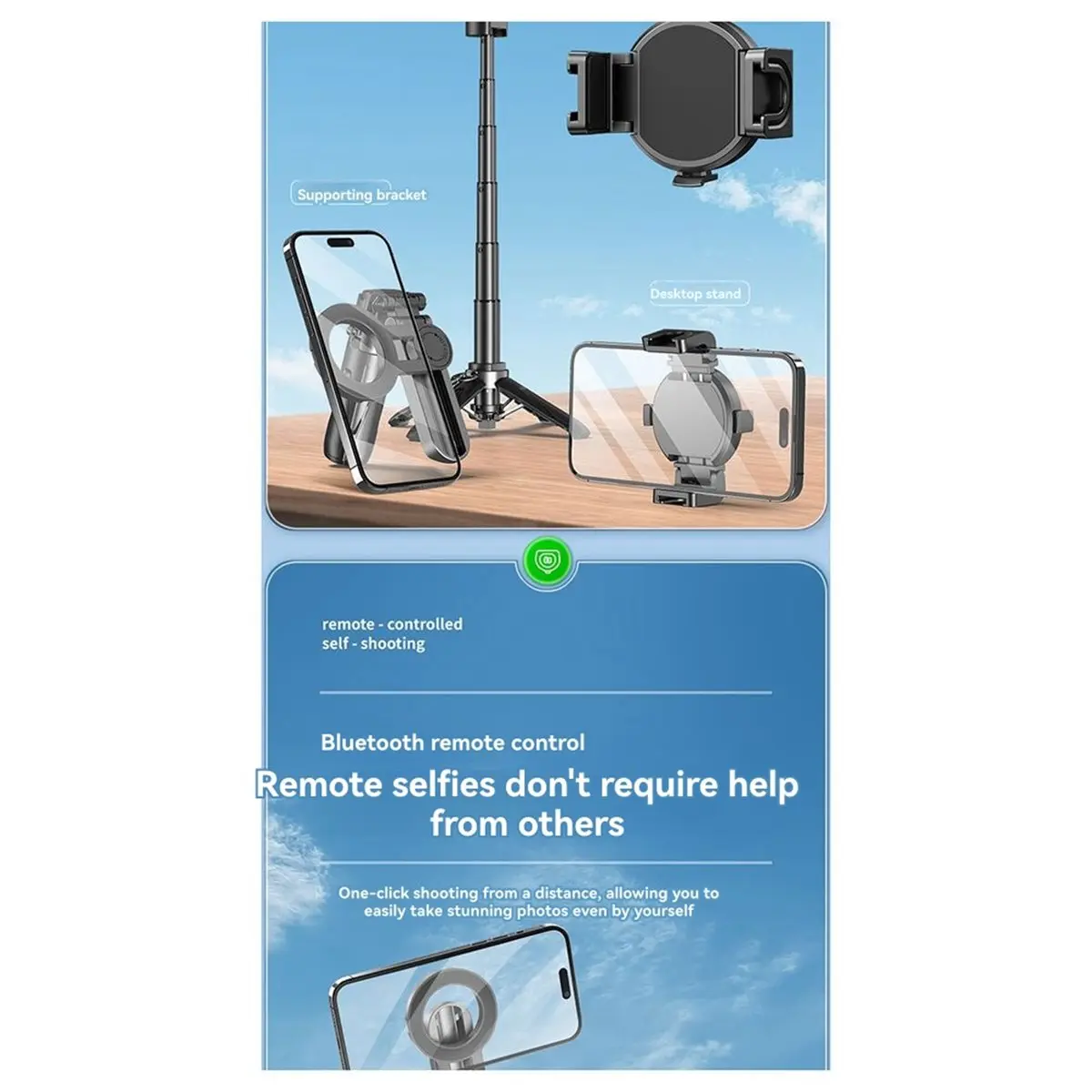Magnetic Mini Selfie Stick Desktop Quadruped Handheld Stabilizer P15C Mini Mobile Phone Assisted Support White