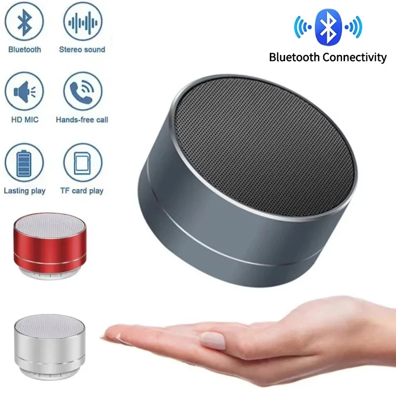 Metal Mini Speaker Bluetooth Wireless Portable Car Audio LED Light Subwoofer Portable Support TF Card USB Charging For PC Laptop