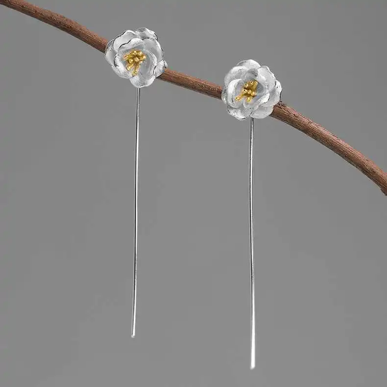 

Guochao's new beautiful camellia earrings, earrings, and painless earclips.