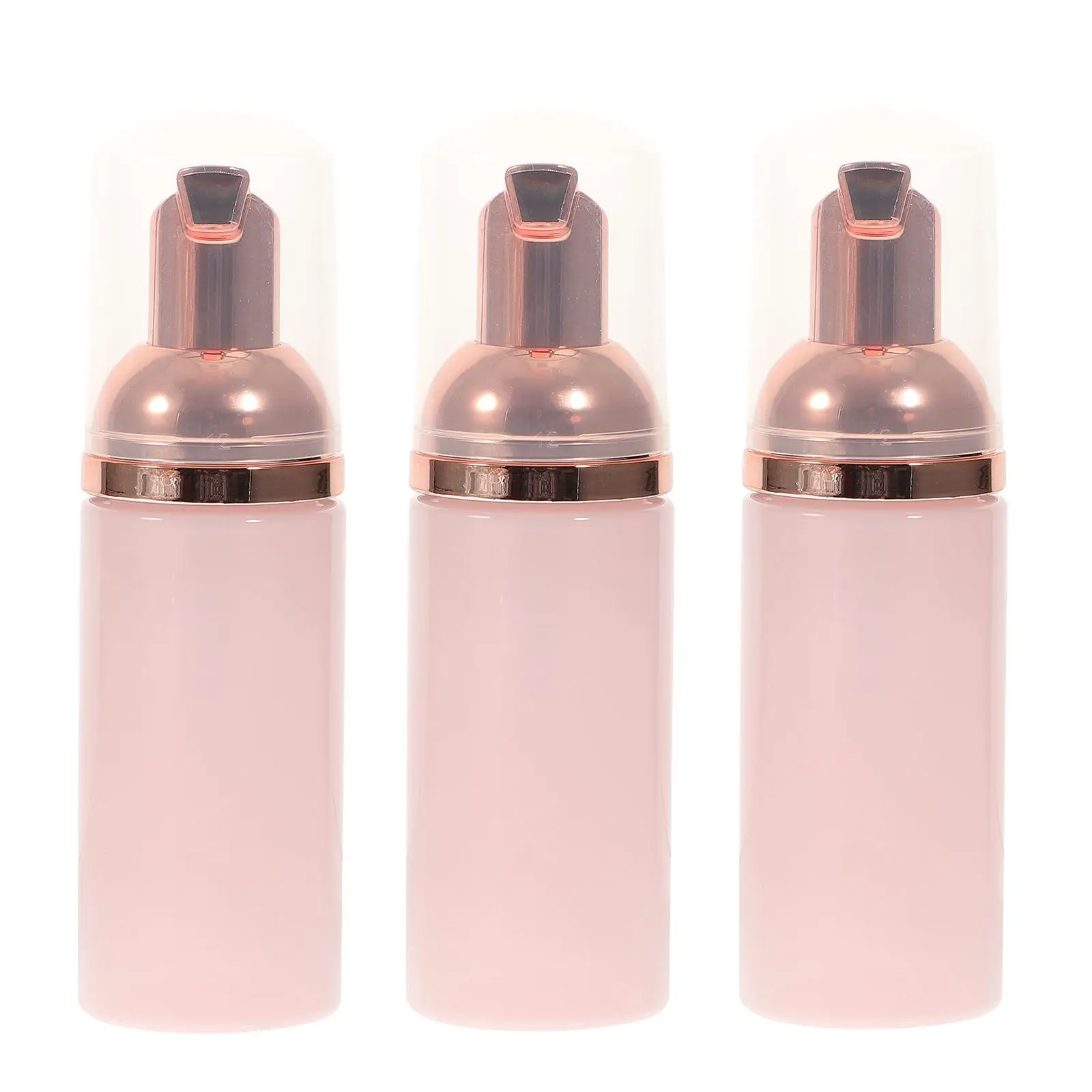 3pcs Foaming Pump Bottle Mini Travel Shampoo Dispenser 50ml Pink Gold Pump Smooth Bubble Design Stable Bottom