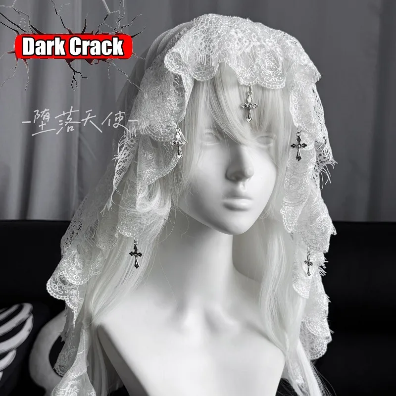 

Кружевной крест, кулон, готическая Лолита, свадебная вуаль, реквизит для фотосессии, японская субкультура, аксессуары для волос