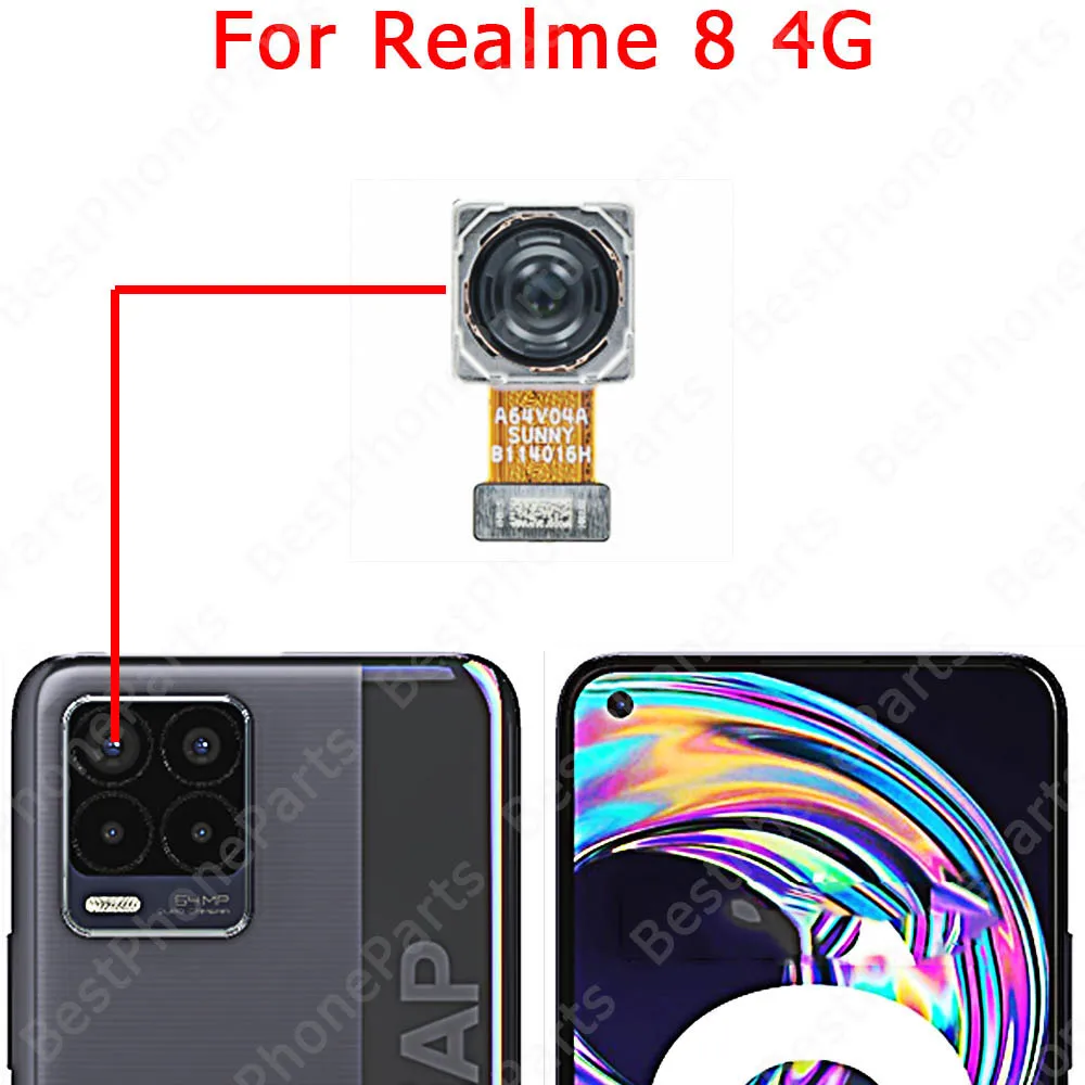 Front Facing Big Rear Camera Module For Realme 8 Pro 8i 8Pro 5G Selfie Back View Backside Camera Replacement Spare Parts Flex