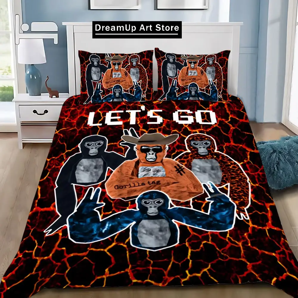 Cartoon Novelty Cool Gorilla Game Tag Bedding Set Boys Girls Twin Queen King Size Duvet Cover Pillowcase Bed boys Adult Bedroom