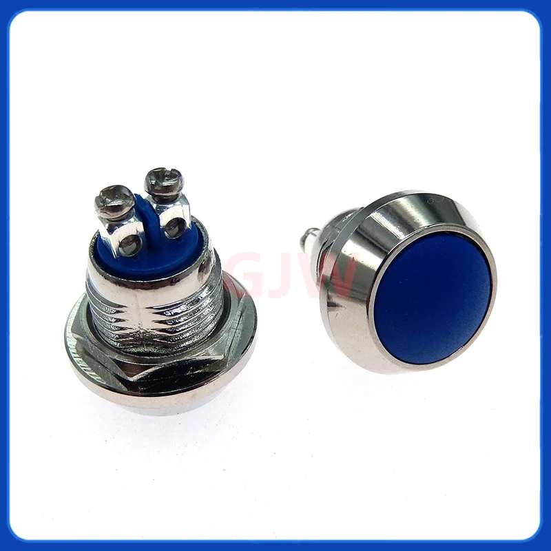 2Pcs 12mm 1NO Waterproof Momentary Reset Metal Button Switch Small Miniature Button Screw Terminal Round Switch Power Button