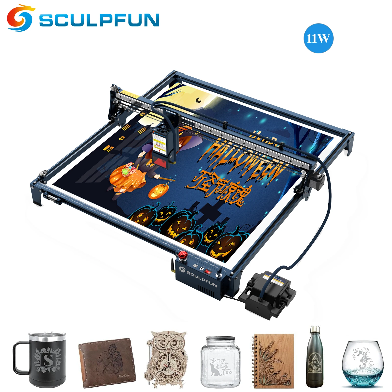 

SCULPFUN S30 Ultra 11W Laser Engraving Machine With Automatic Air Assist Replaceable Lens Eye Protection 600x600mm Cutter