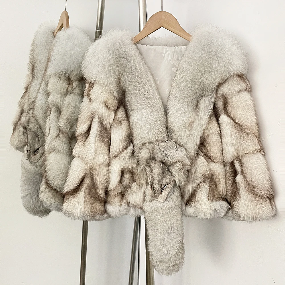 

OFTBUY Women's Parka with Natural Fur Coat Real Natural Fox Fur Women's Jacket with Natural Fur Winter Coats Short Jacket