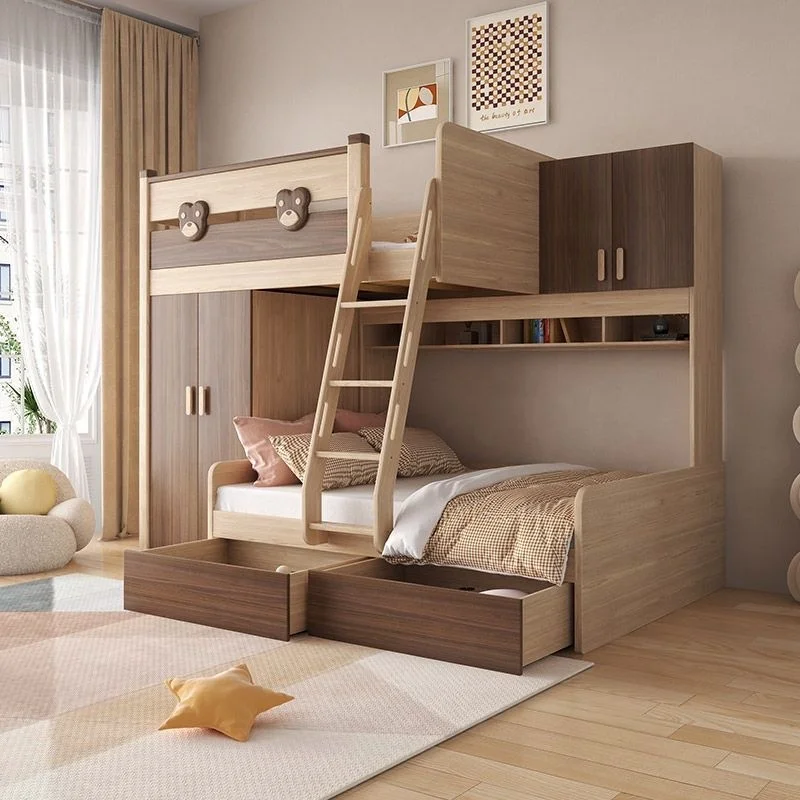 # Integrated Treehouse Playhouse Double Loft Bed Solid Timber Kids Bunk Bed with Stairs for Children Bedroom Furniture