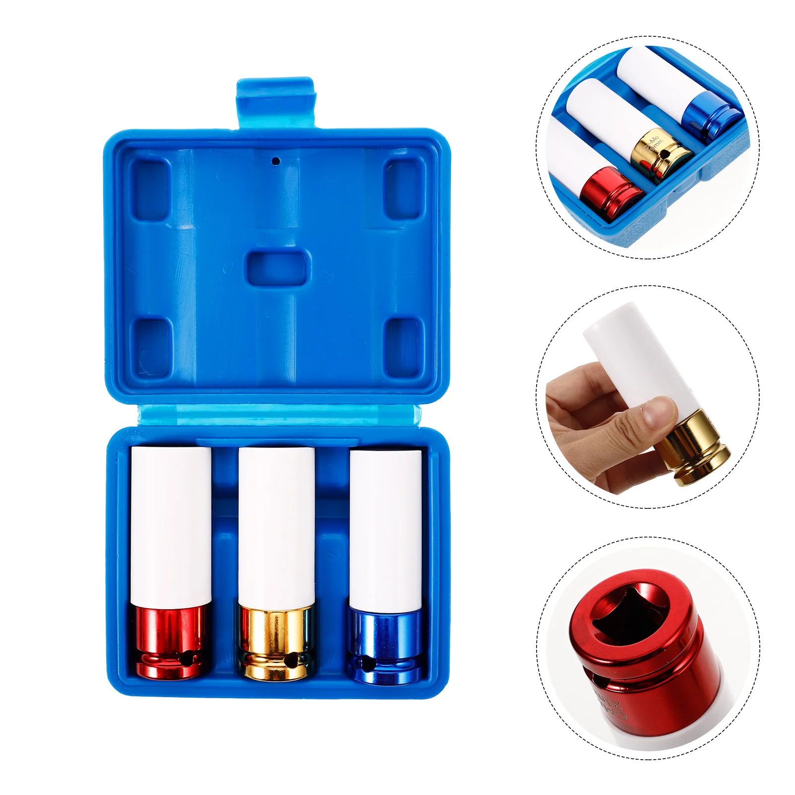 

3pcs Non-Marring Lug Nut Set Household Replacement Metal Wheel Protector Sockets Heavy Duty Socket Sleeves Reusable Sturdy
