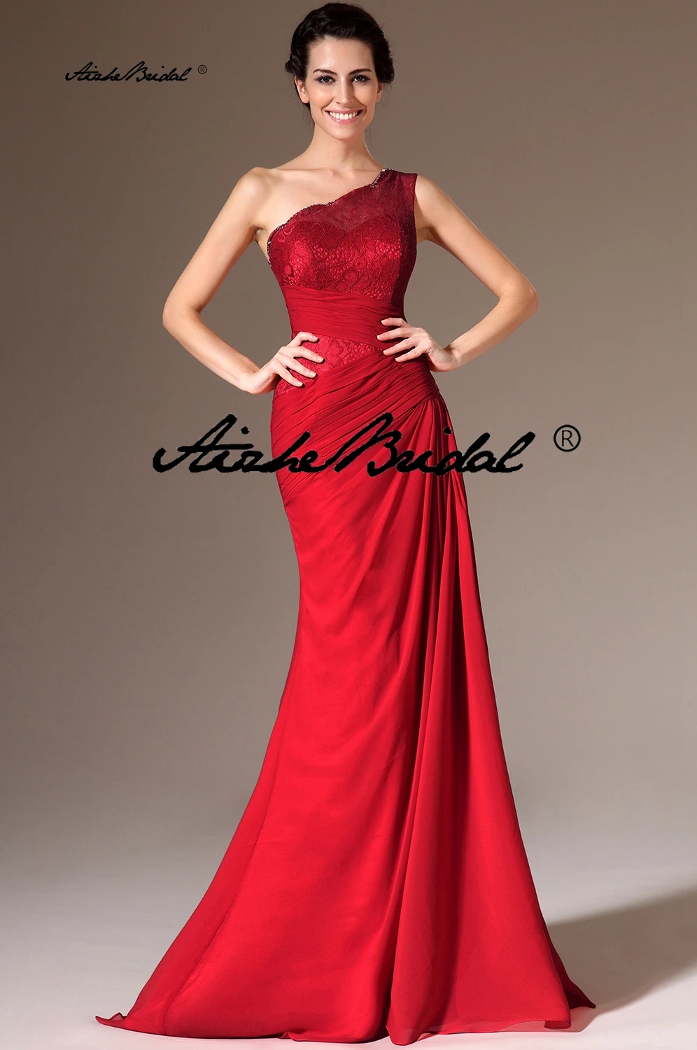 

Sexy One Shoulder Chiffon Mermaid Evening Dresses Lace Party Prom Gown Women robes de soirée فساتين السهرة