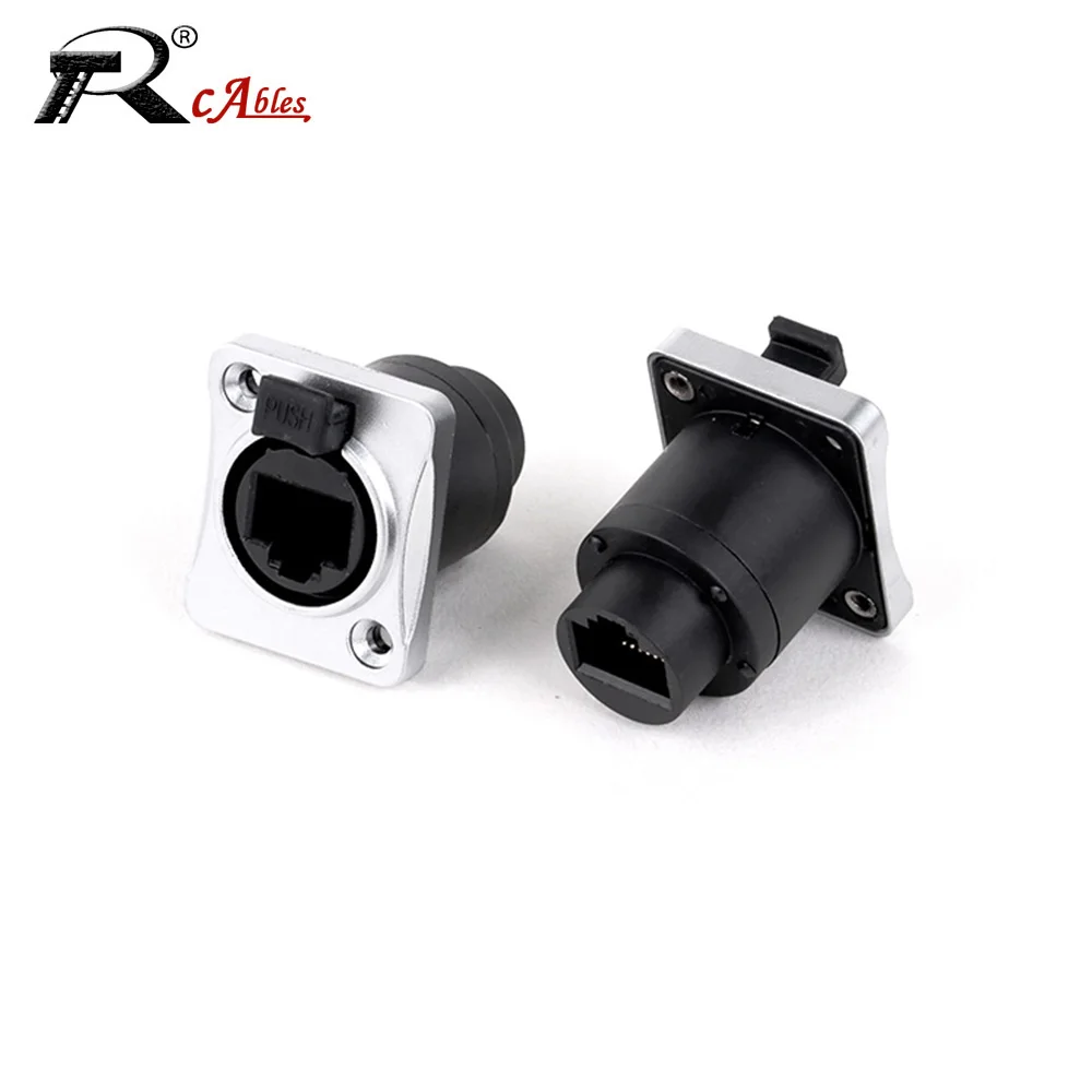 1pc D Type Waterproof RJ45 8P8C CAT5/5E Female to Female Panel Mount Socket Extender RJ45 Industrial Network Cable Connector