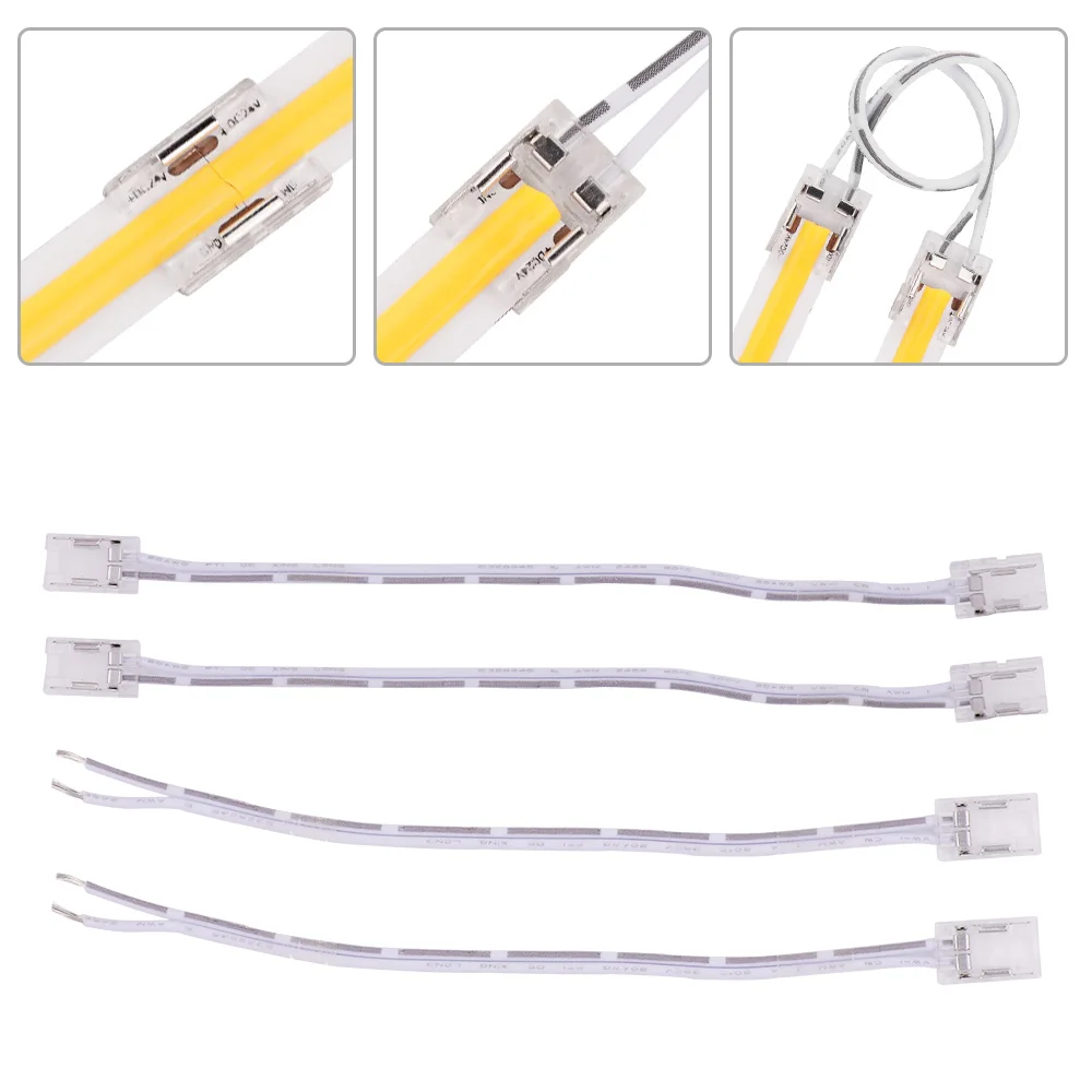 Corner Connector For 8MM 10MM COB LED Strip Light 5V 12V 24V I L T X 2Pin Single Color Strips Solderless Connectors With Wire