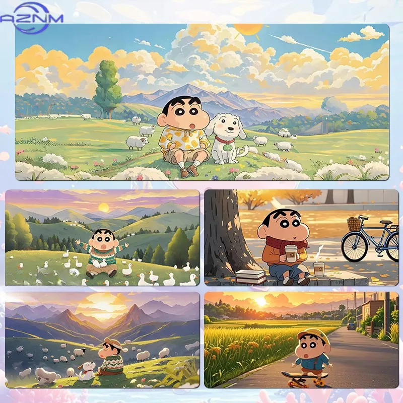 Crayon Shin-chan Large Mouse Pad Thickened Custom Cartoon Anime Computer Notebook Keyboard Pads Lock Edge Deskpad-bac321-HH8
