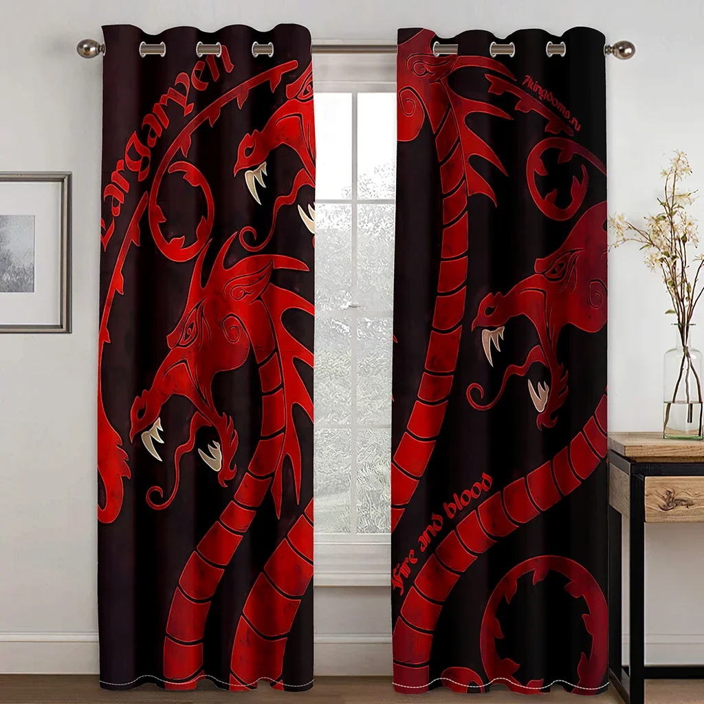 Customize Photo 3D Blue Flame Dragon Eyes Children's Thin Window Curtains for Living Room Bedroom Decor 2 Pieces Free Shipping