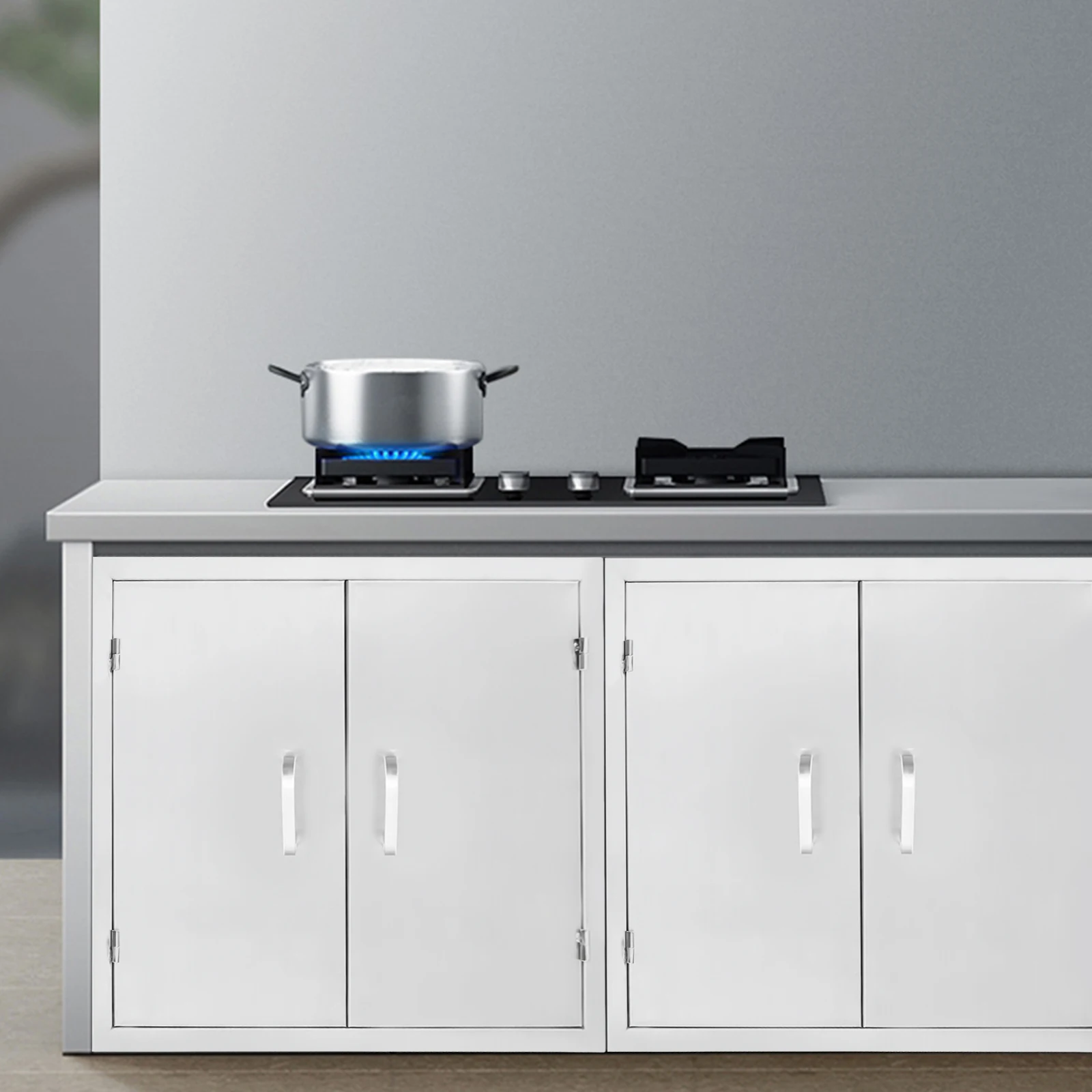 باب خزانة مطبخ من الفولاذ المقاوم للصدأ 304 مقاس 24 × 28 بوصة أبواب مزدوجة مقاومة للتآكل للمطبخ الخارجي وتحسين المنزل #6