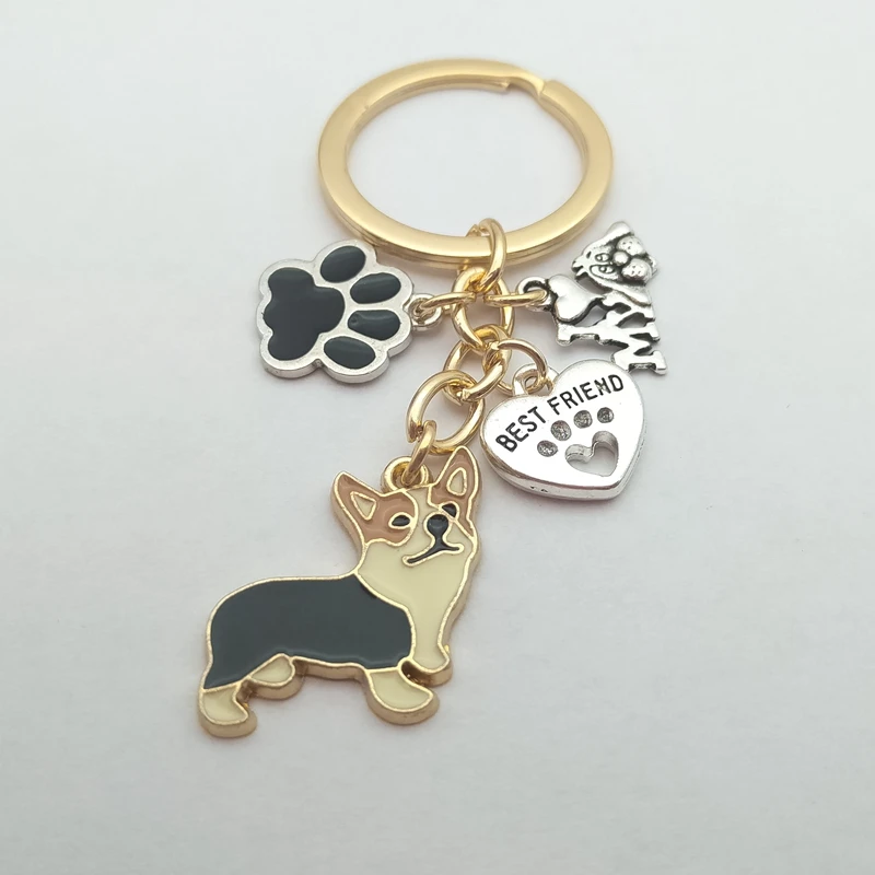 I love dogs cute Welsh Corgi key chain ladies handbag pendant key chain key ring men\'s car key chain small accessories