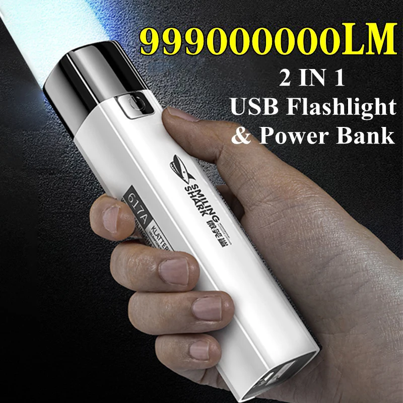 Portable USB Flashlight 2 IN 1 Ultra Bright G3 Tactical LED Flash Light Outdoor Mini Torch Lighting 3Mode Power Bank with Cable