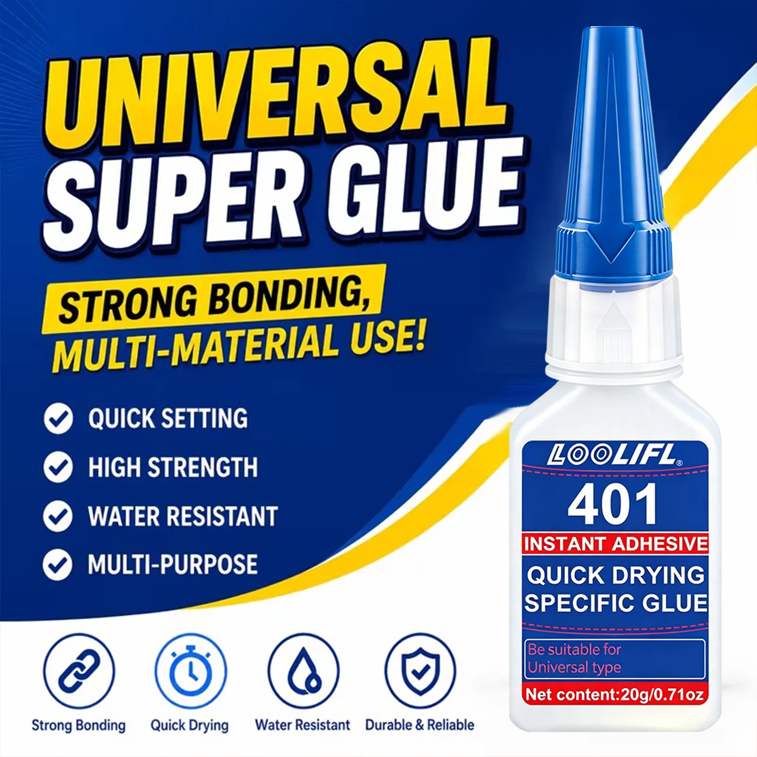 All Purpose Super Glue Fast Drying Extra Strong Clear Transparent Instant Bond For Plastic Glass PVC Home Decor Resin Repair 20G