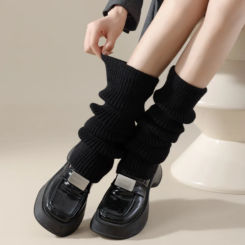 

45Cm Horn Shape Solid Color Stacking Harajuku Booties Socks Cover Calf Socks Cover Leg Guard Autumn and Winter Thickened