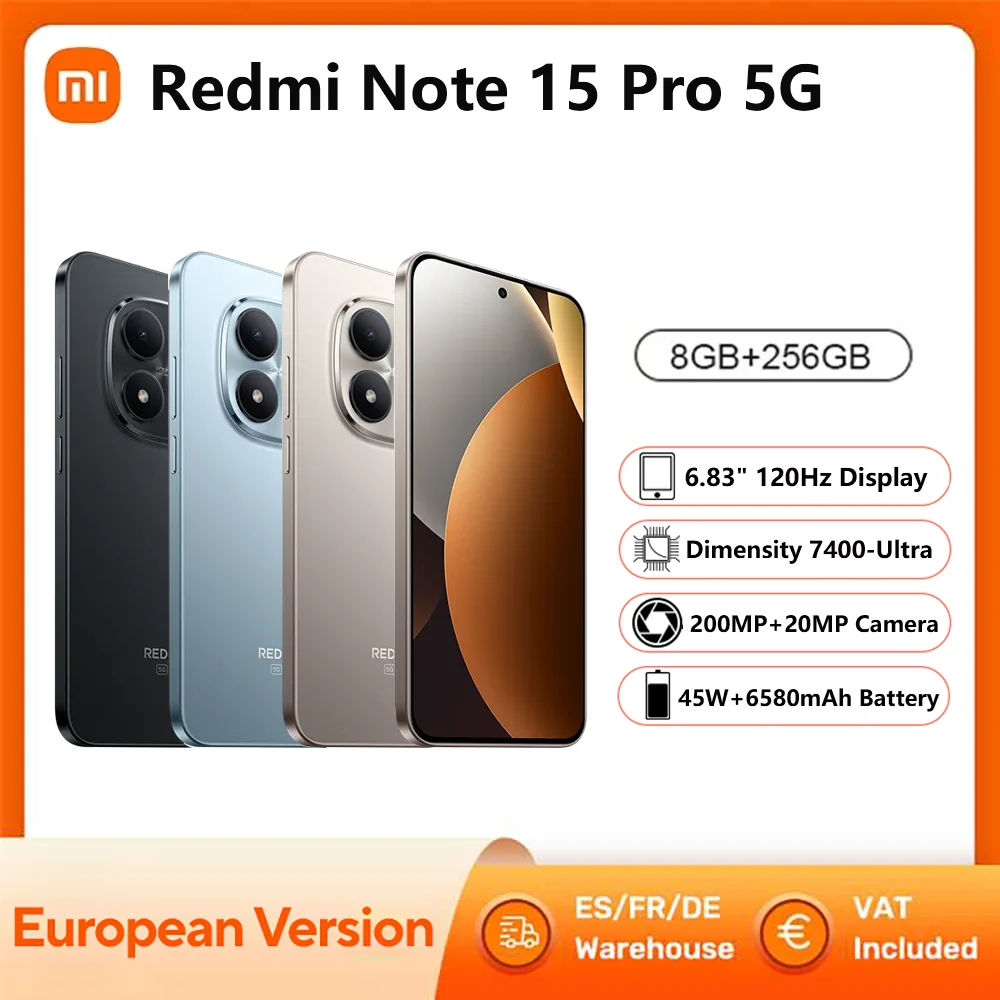 Teléfono Inteligente Xiaomi Redmi Note 15 Pro 5G, NFC, MTK Dimensity 7400-Ultra, Pantalla de 6.83 Pulgadas y 120 Hz, Cámara de 200 MP, Batería con Carga de 45 W, 6580 mAh
