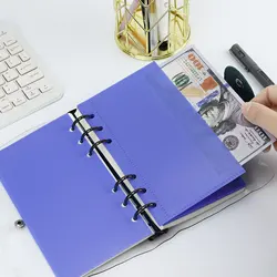 A6 5Pcs Blue  Binder Notebook Accessories Removable Notebook Book Core 6-hole Cash Budget PP Bag Office Stationery