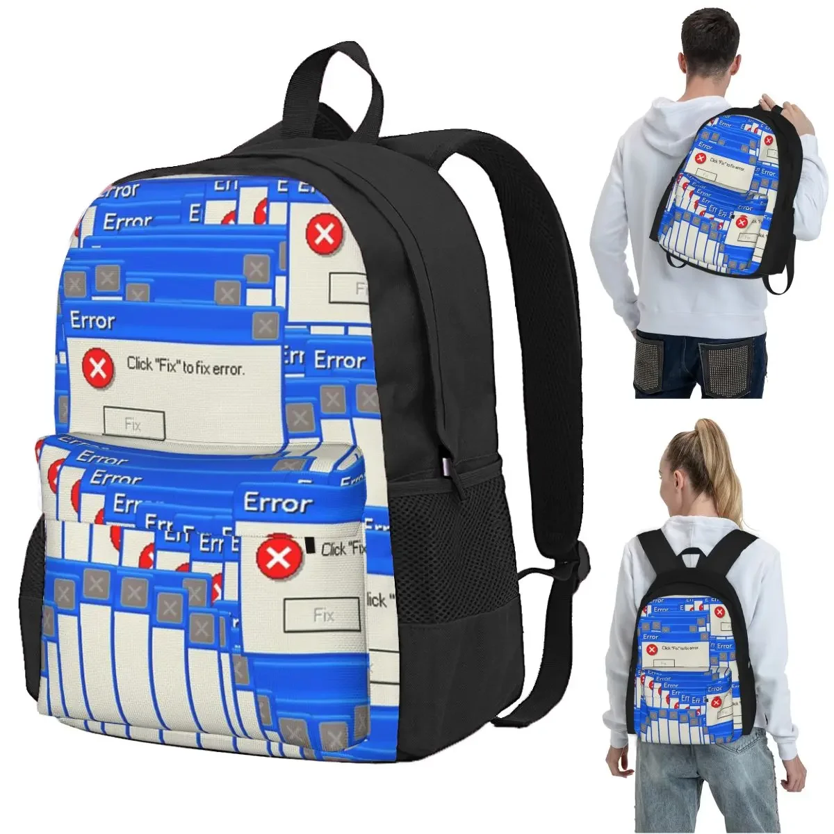 Windows Xp Error Tiled Backpack Student BookBag Kids School Bag Computer Shoulder Bags for Men Women
