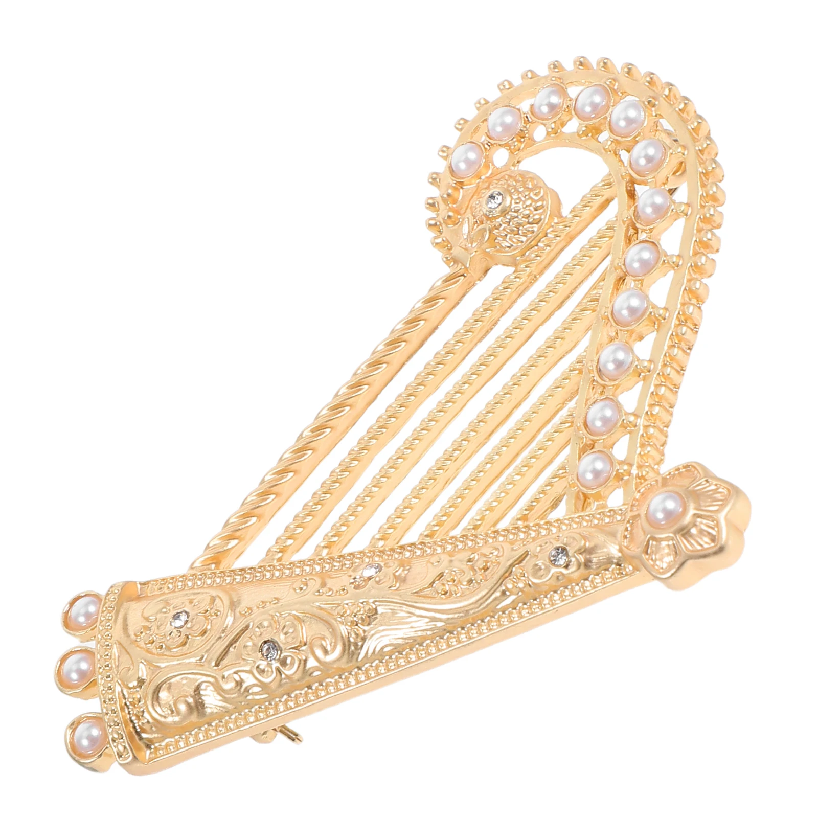 

Harp Brooch Vintage Lapel Pin Rhinestones Instrument Alloy Women Clothes Decorative Brooch Metal Jewelry For Dresses Bags Hats