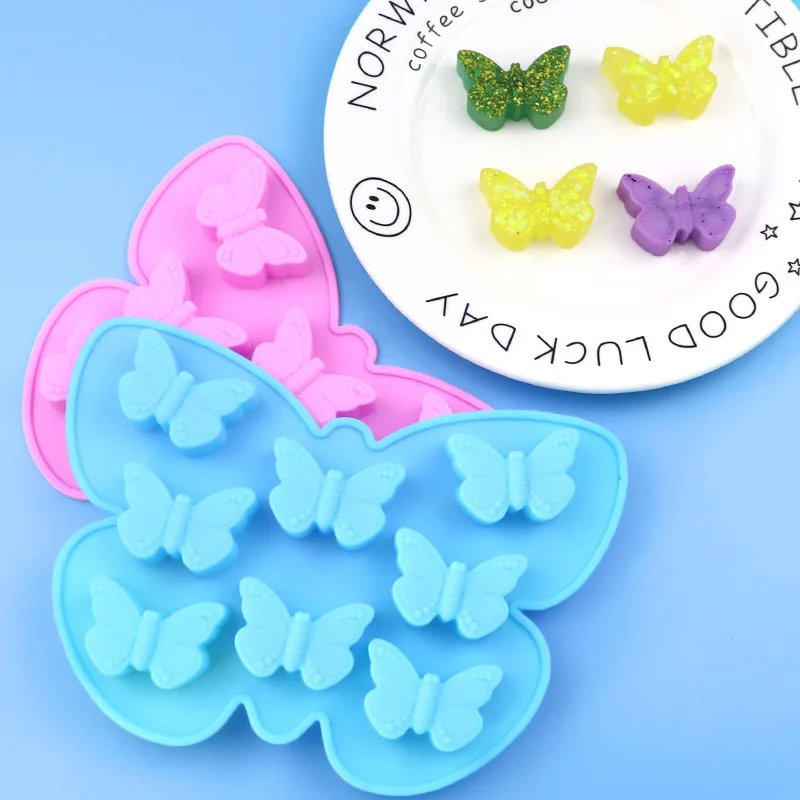 8 Holes Butterfly Silicone Chocolate Mold Summer Ice Cube Mold Drip Glue Tool DIY Baking Candy Pudding Cake Decoration Mold