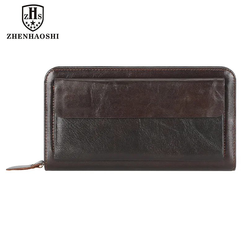 

Leather Clutch For Men 100% Genuine Leather men Wallets Long Fashion Clutch Bag RFID Blocking Credit Card Holder Purse for Men