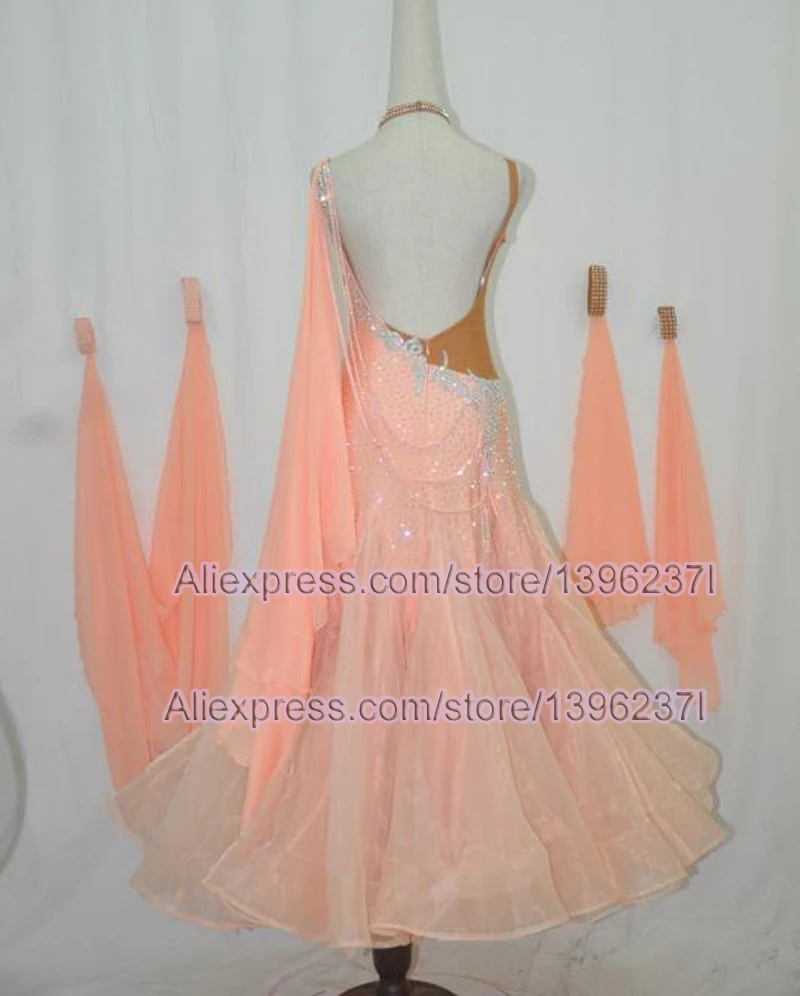 Ballroom Competition Dance Dresses Pink Flamenco Waltz Dancing Costume High Quality Spandex Women Standard Ballroom Dress