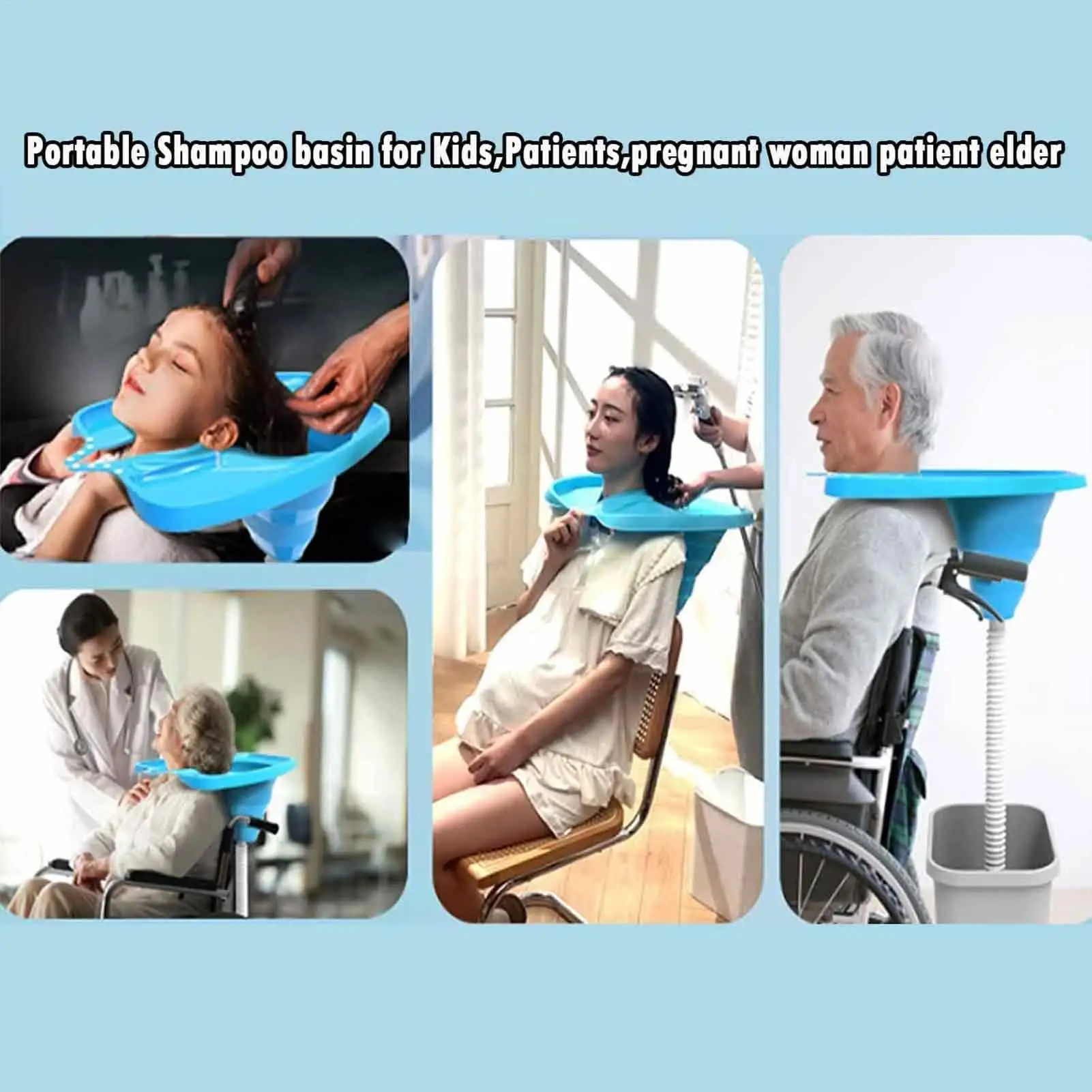 Hair Washing Tray at Home Vertical Shampooing Sink Tub with Drain Hose for Women Home Salon Hair Wash Supplies for Disabled